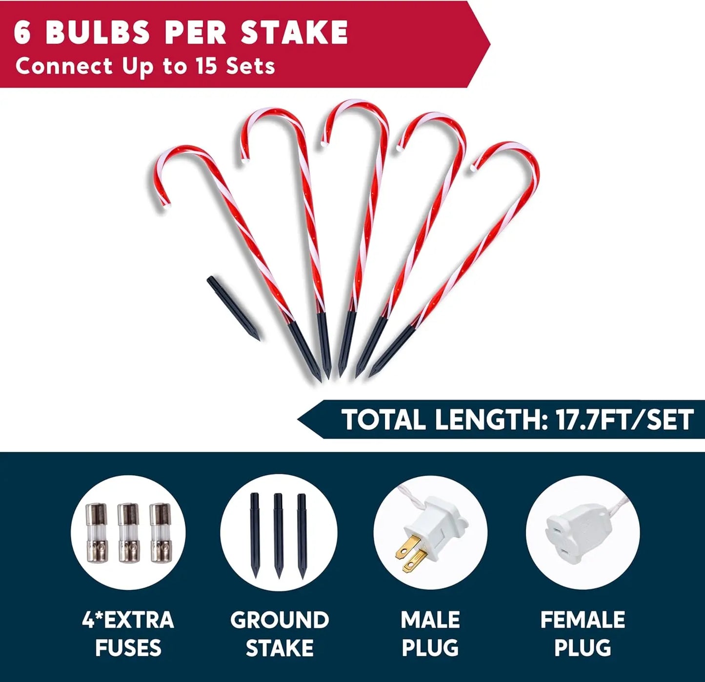 Joyfy Candy Cane Pathway Lights Set of 12 Outdoor Decor