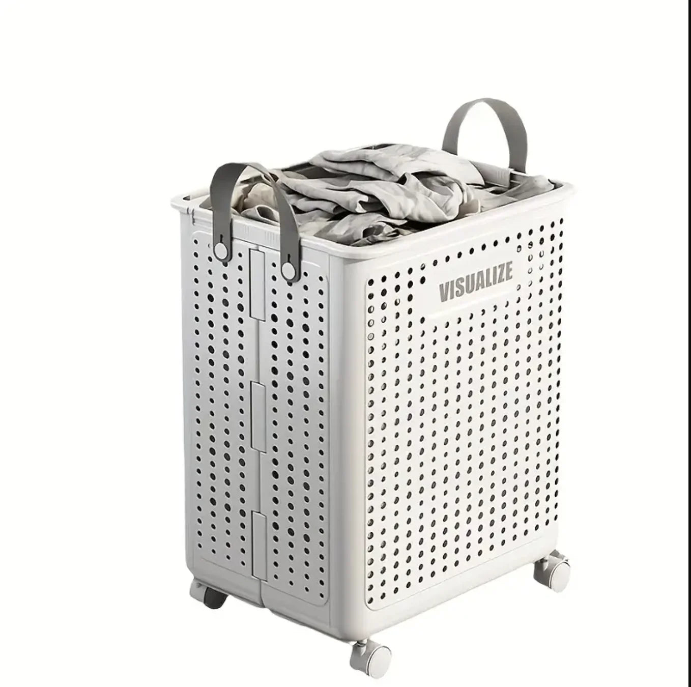Foldable Laundry Basket With Wheels Collapsible Storage Bin