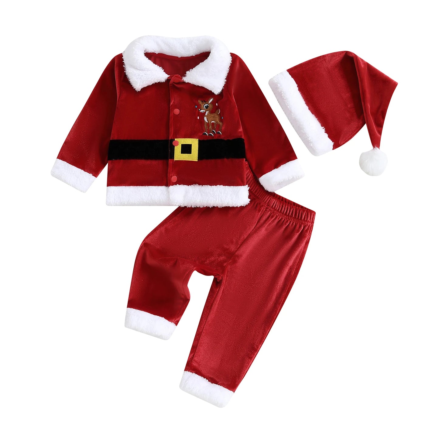 Guangdong Santa Velvet Kids Outfit Reindeer Coat Hat Set