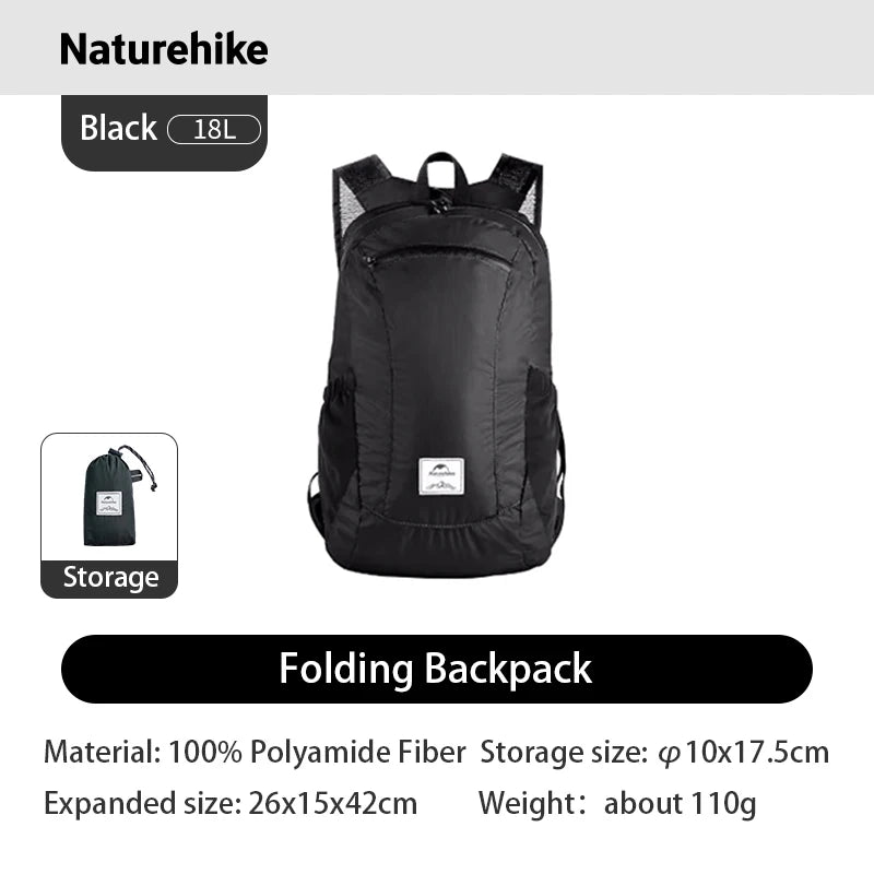 Naturehike Ultra Lightweight 18L Camping Backpack Portable Waterproof Nylon Bags Man Outdoor Hiking Sports Travel Backpack
