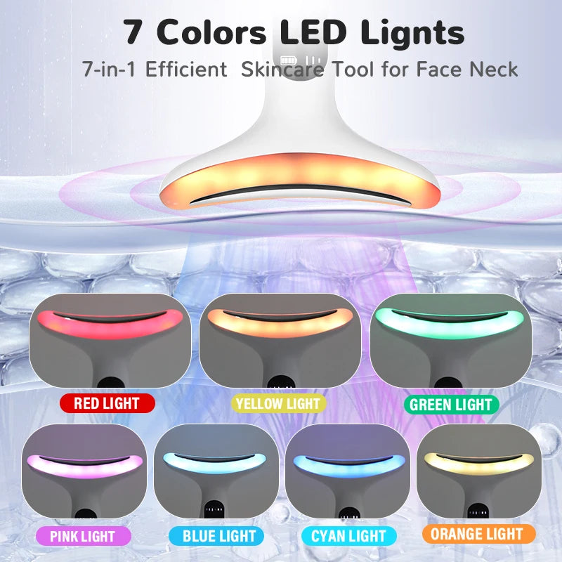 7Color Neck Face Massager Facial Massager Tool for Skin Care at HomeVibrating Face Massager with ThermalsGalvanic Machines Black