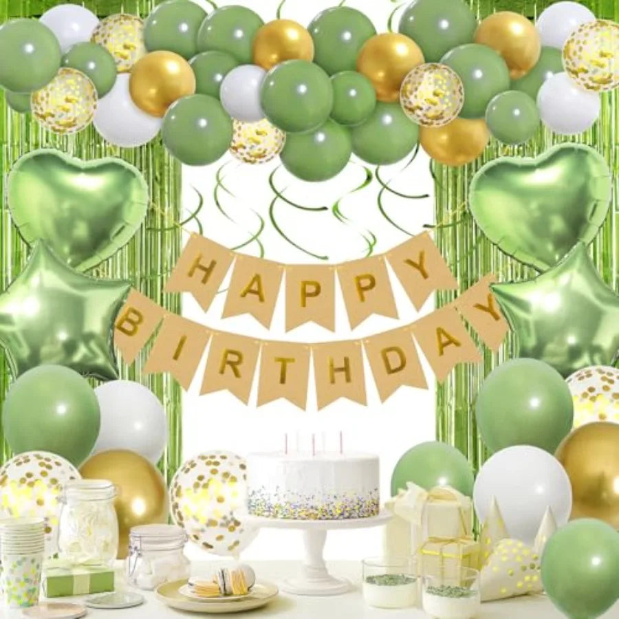 Birthday Party Decorations With Balloons And Fringe Curtains