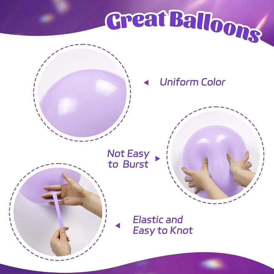 60 Pcs Purple Balloons 12 Inch Metallic Pastel Dark Purple Confetti For Birthday Wedding Baby Shower Party