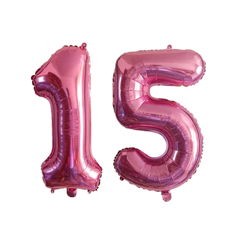 32 Inch Helium Foil Number Balloons 10 11 12 13 14 15 Gold Silver Black Blue Red Birthday Party Decoration 32 Pcs