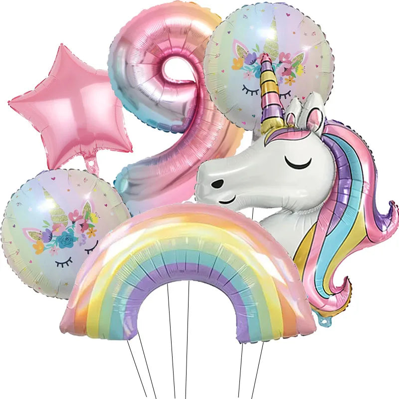 Unicorn Foil Number Balloon Birthday Party Decoration