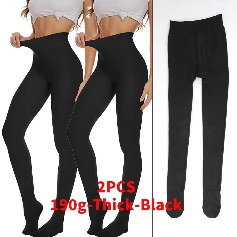 Women Thermal Fleece Tights High Waist 2 Pack Leggings
