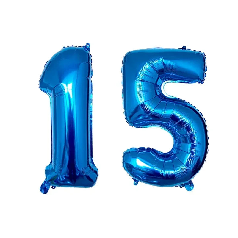 2 Pcs 32 Inch Helium Foil Number Balloons In Gold Silver Black Blue Red For Birthday Party Decoration 10 11 12 13 14 15