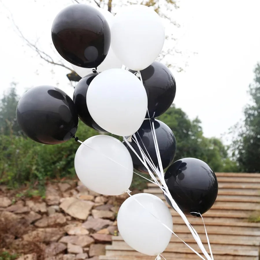 100 Pcs Black And White Balloons 12 Inch Thick Latex For Birthday Wedding Party Decorations