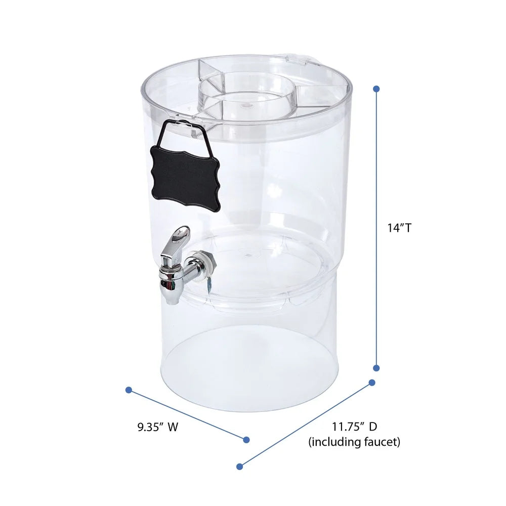 2 Gallon Beverage Dispenser Party Top Stackable Drink Server With Chrome Spigot Chalkboard ID Plate BPA Free Tritan