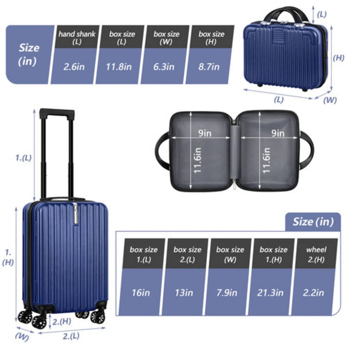 Two Piece Hardshell Luggage Set With Spinner Wheels TSA Lock