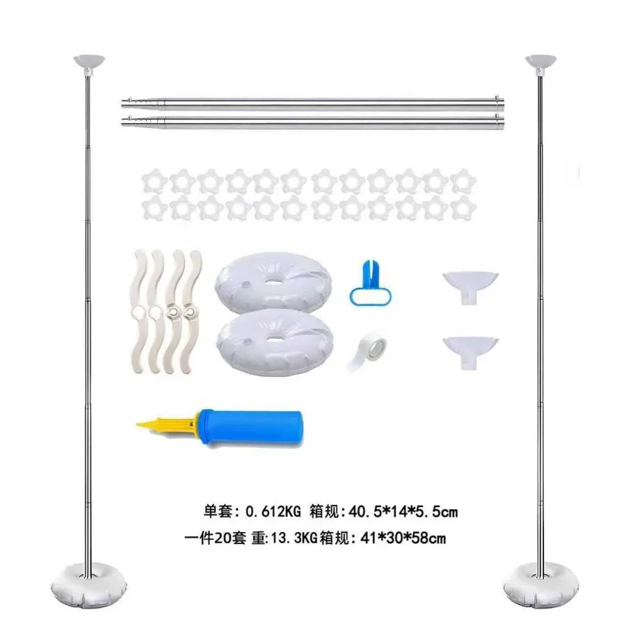 Cross-border small volume telescopic rod set balloon bracket 2m stainless steel telescopic rod upright balloon party decoration