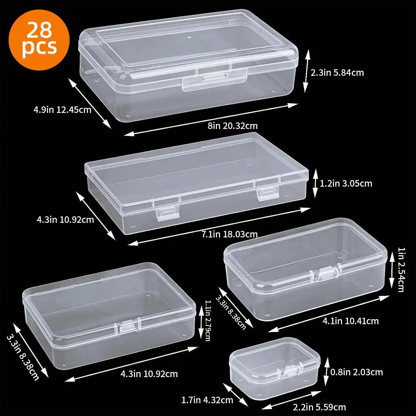 Clear Plastic Storage Boxes With Lids 28 Pack Craft Organizers