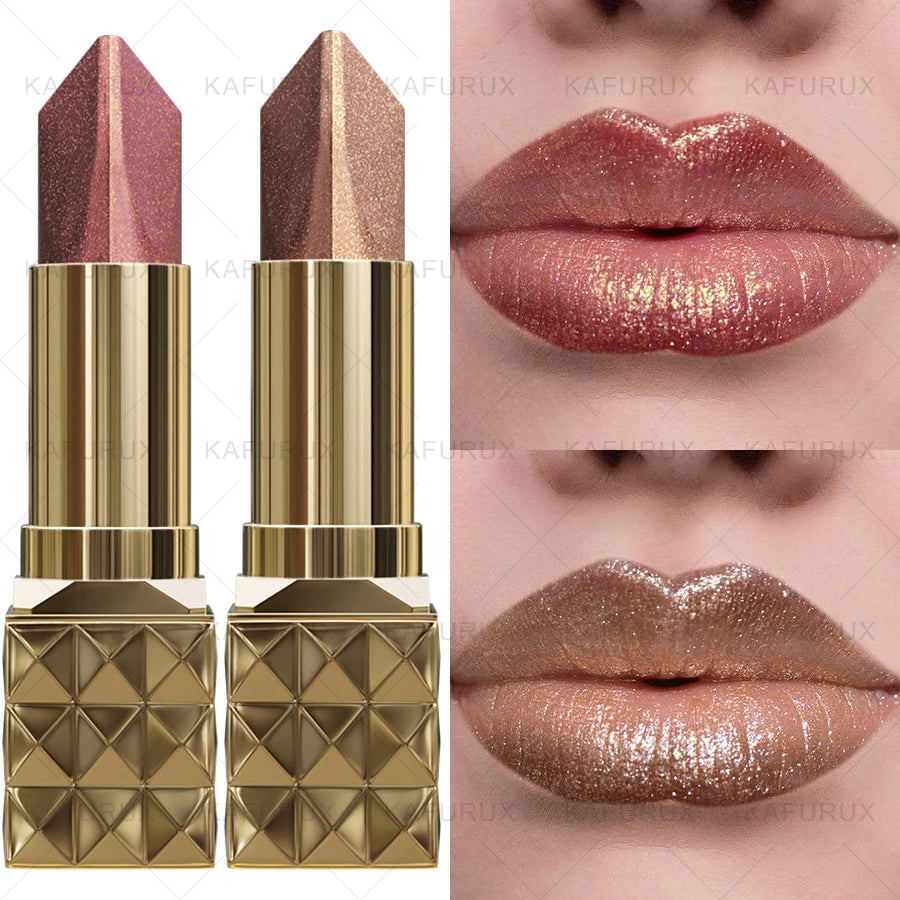 2pcs Glitter Shiny Metallic Two Tone Lipstick Matte Sexy Red Pearlescent Lip Tint,Long Lasting Lip Senior Lip Korean Makeup Gifts Lip Gloss Cosmetic  Beauty