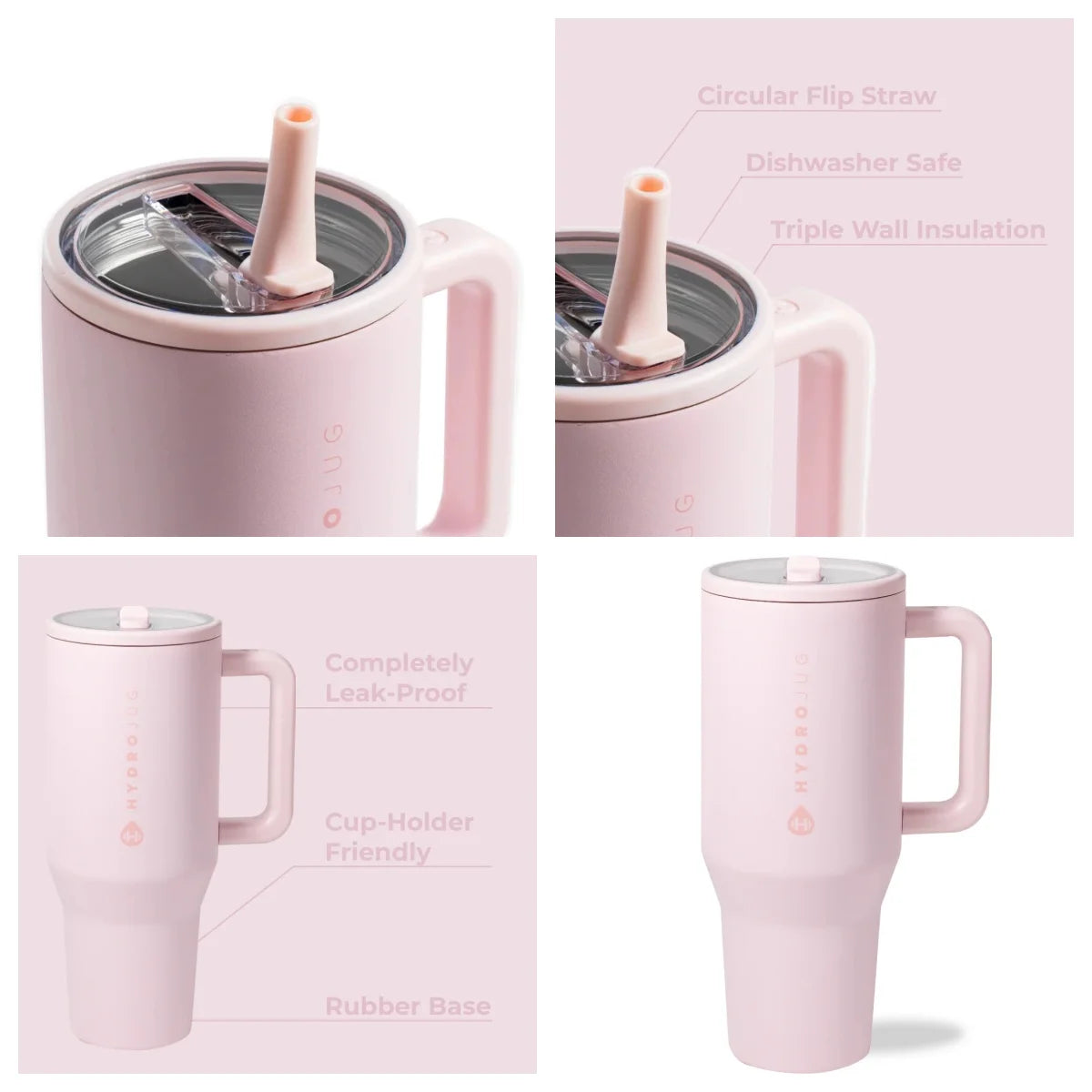 Insulated Stainless Steel Travel Water Bottle With Flip Straw And Handle