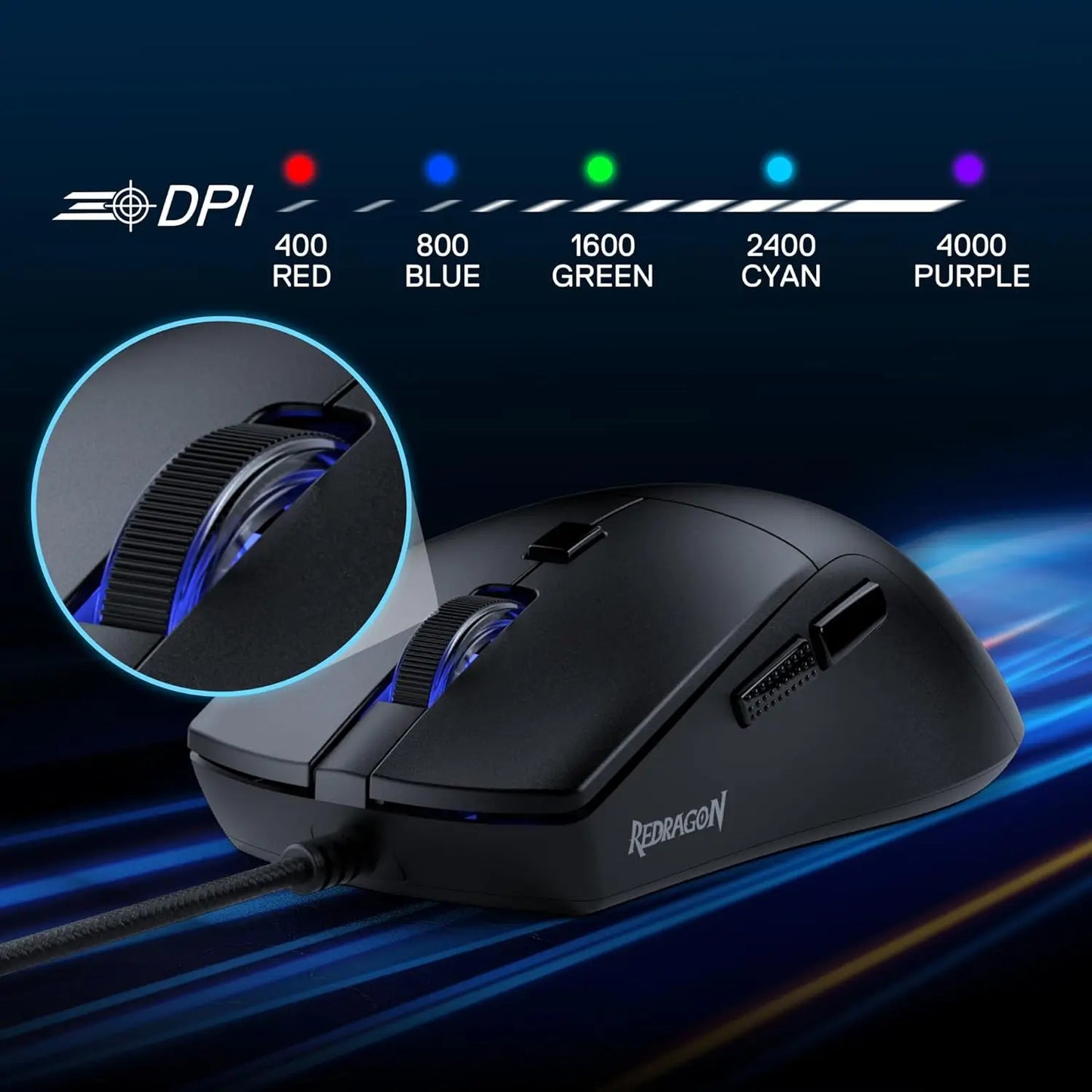 Redragon 618 Wired Gaming Mouse 10000 DPI Optical Ergonomic 6 Programmable Buttons 84G Ultra Lightweight USB