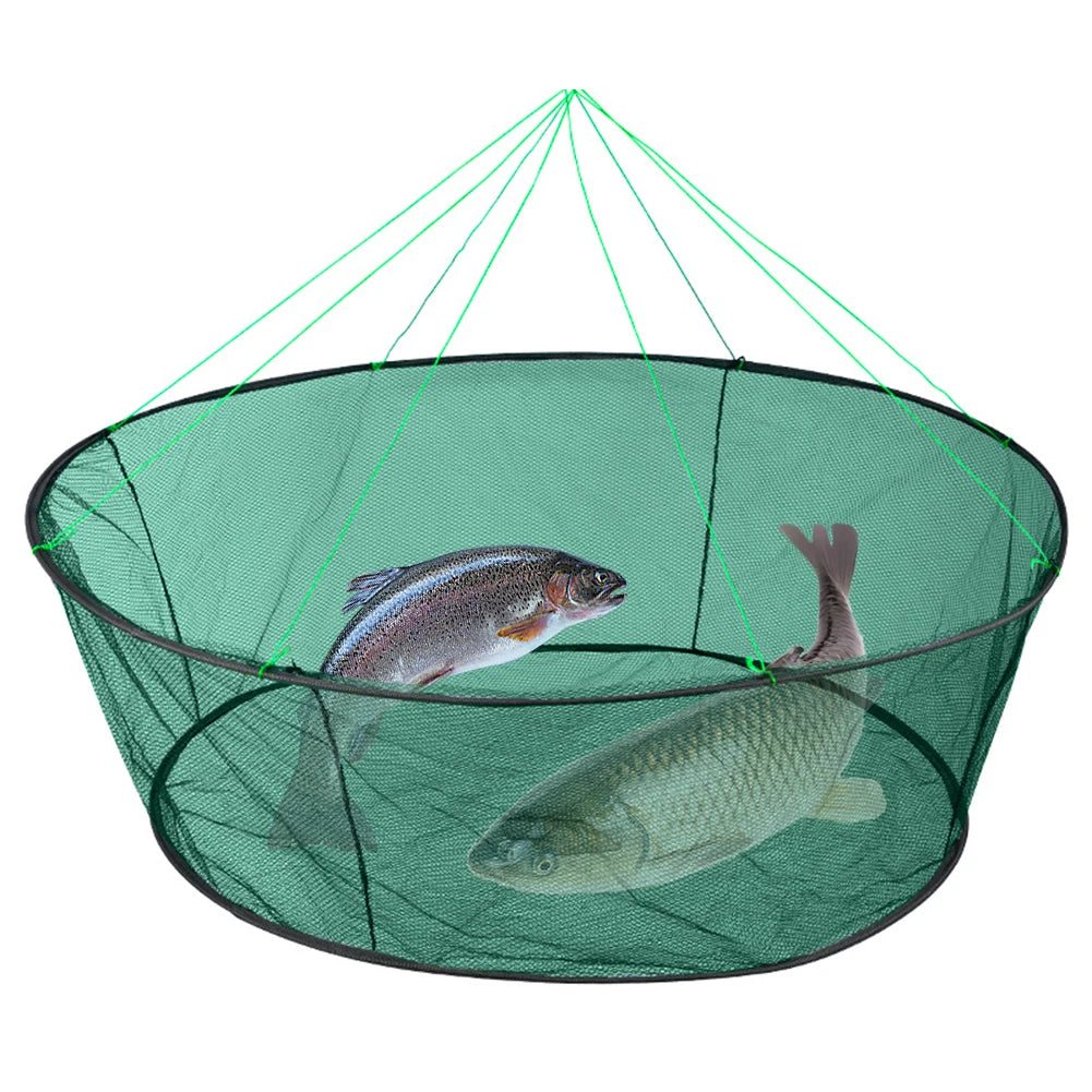 Portable Foldable Fish Net Net Folded Fish Mesh Baits Trap Cast Crab Shrimp Cage Fishing Gadgets Mesh Fish Tool