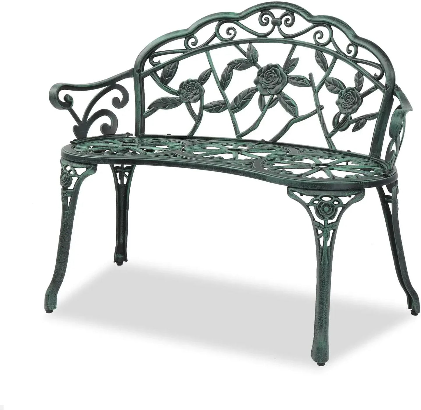 Angduo Patio Rose Garden Bench Cast Aluminum Frame