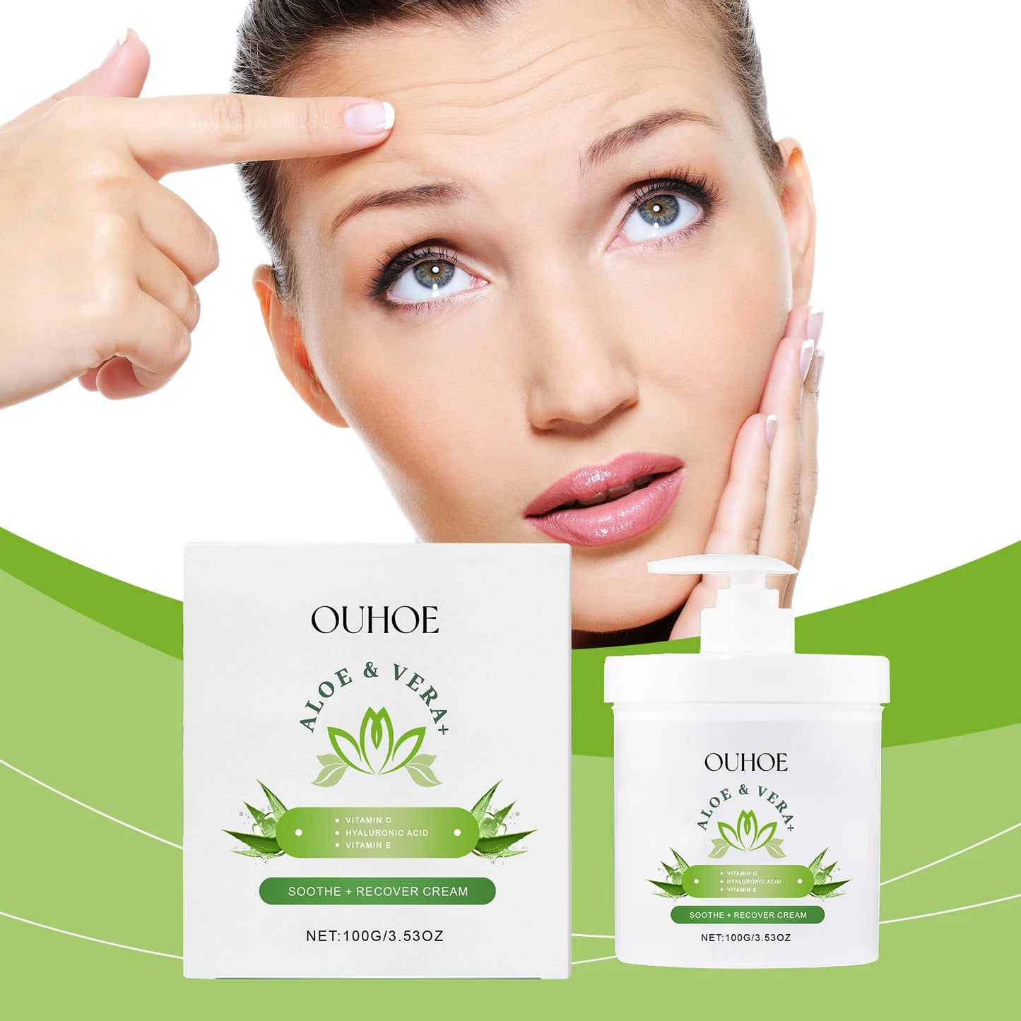 Ouhoe Aloe Firming Face Cream Hydrating Nourishing Moisturizer Non Greasy
