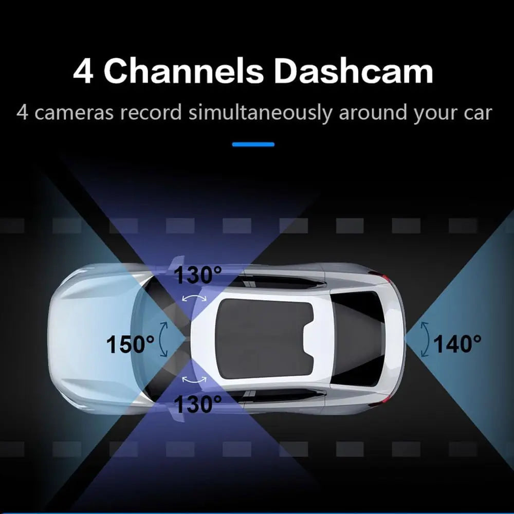 Kankeirr 4 Channel Dash Cam 360 Front Rear 2K Front