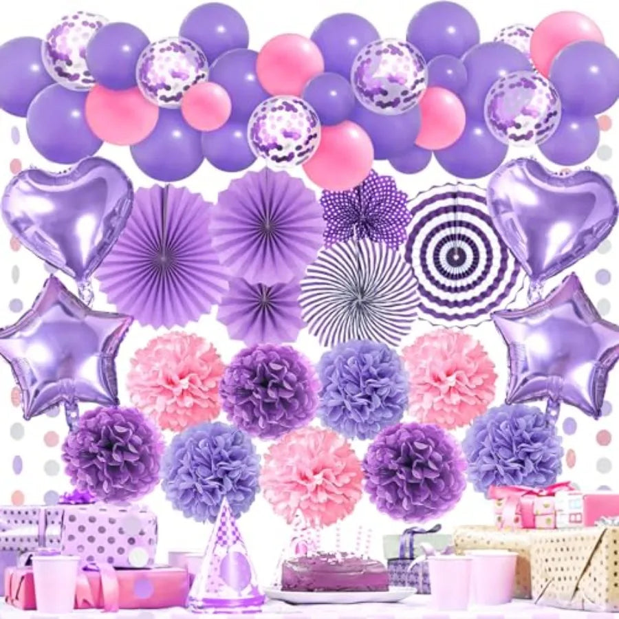 Party Decorations, Paper Pompom Balloon Garland Party Supplies for Women Girl Party Birthday Valentine's Day Baby Shower Bachel