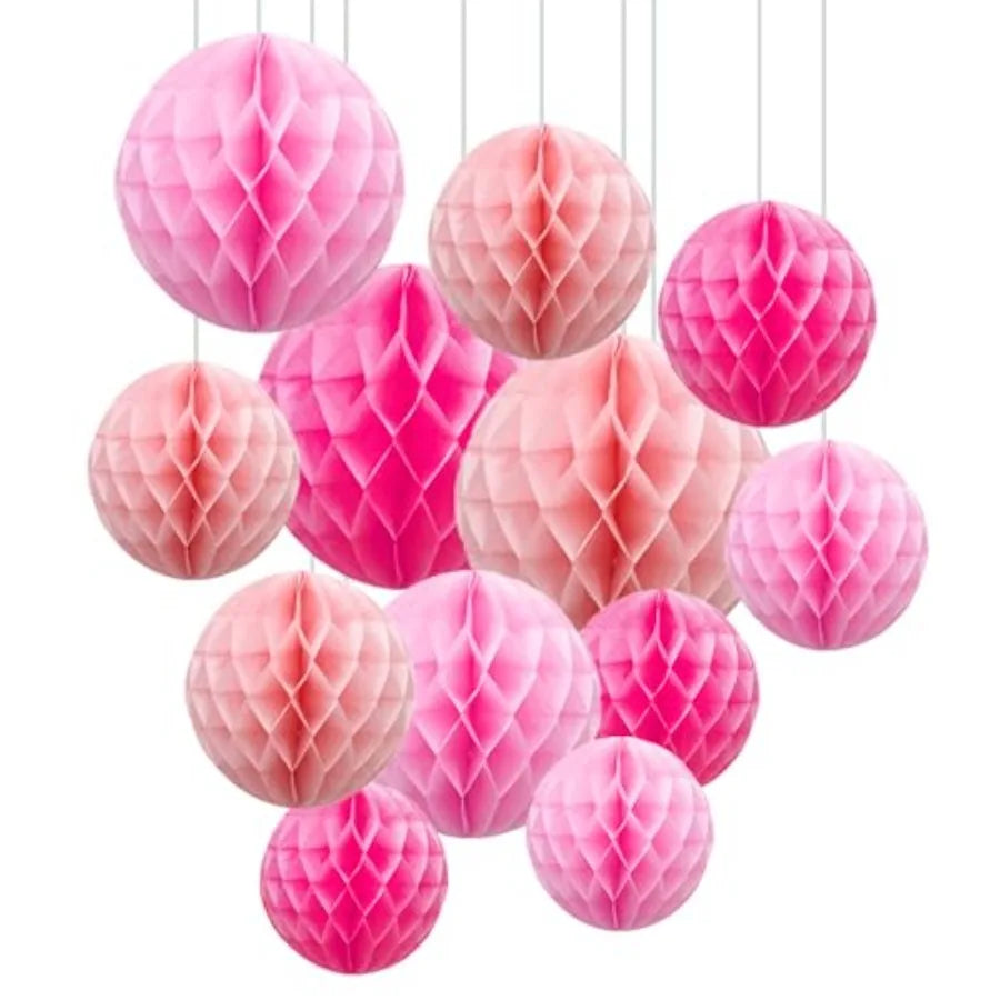 12Pcs 6" 10" Honeycomb Balls Decorations Hanging Tissue Paper Pom Poms for Birthday Wedding Party Decorations, Home Decor