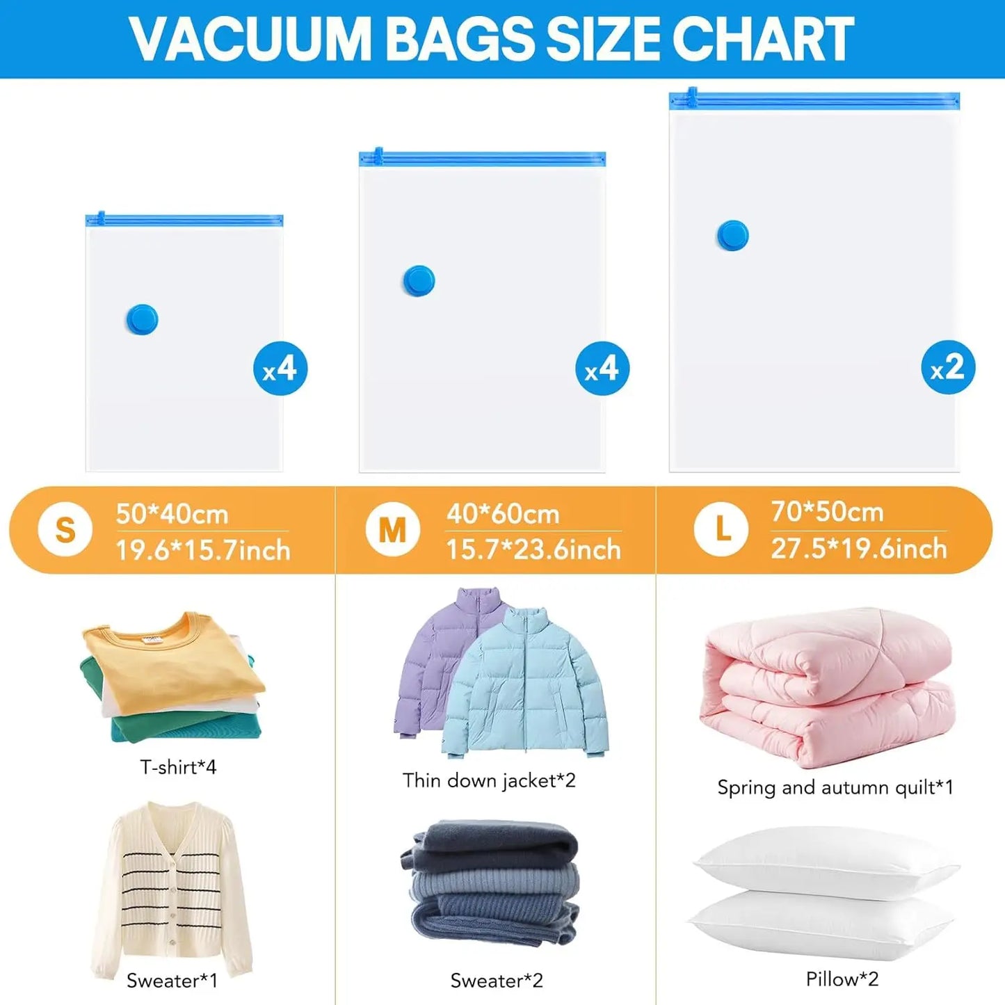 Travel Vacuum Storage Bags With Electric Pump 10 Pack