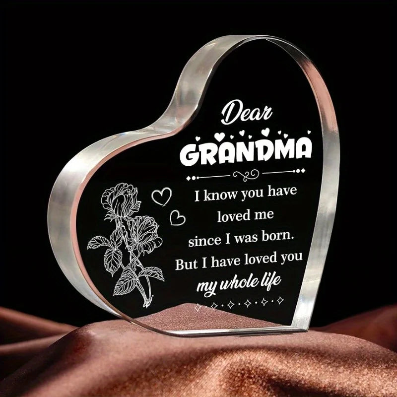 Grandma Heart Sign Christmas Birthday Gift For Grandchildren Plastic Decor
