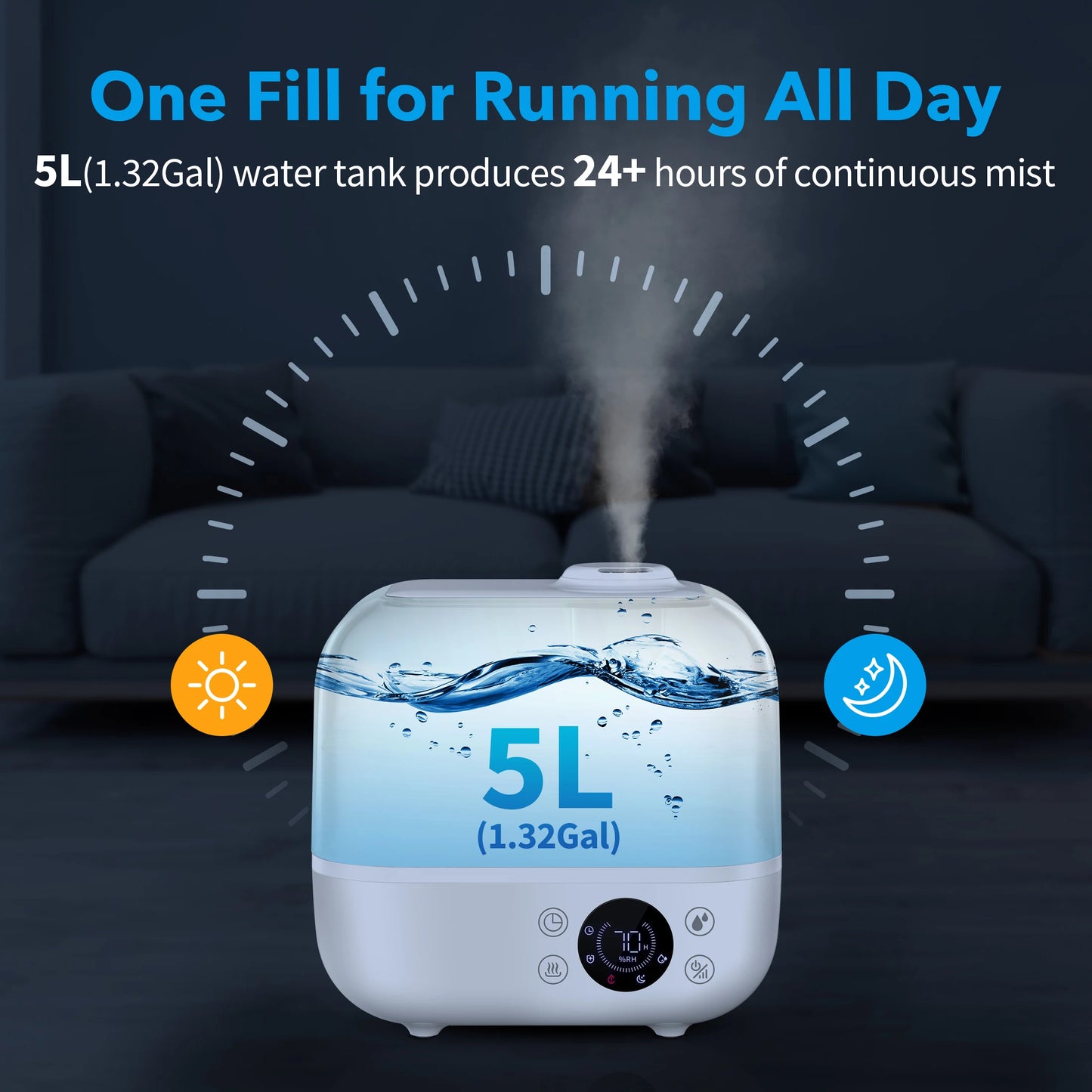 Sejoy Ultrasonic Humidifier Aromatherapy For Large Rooms