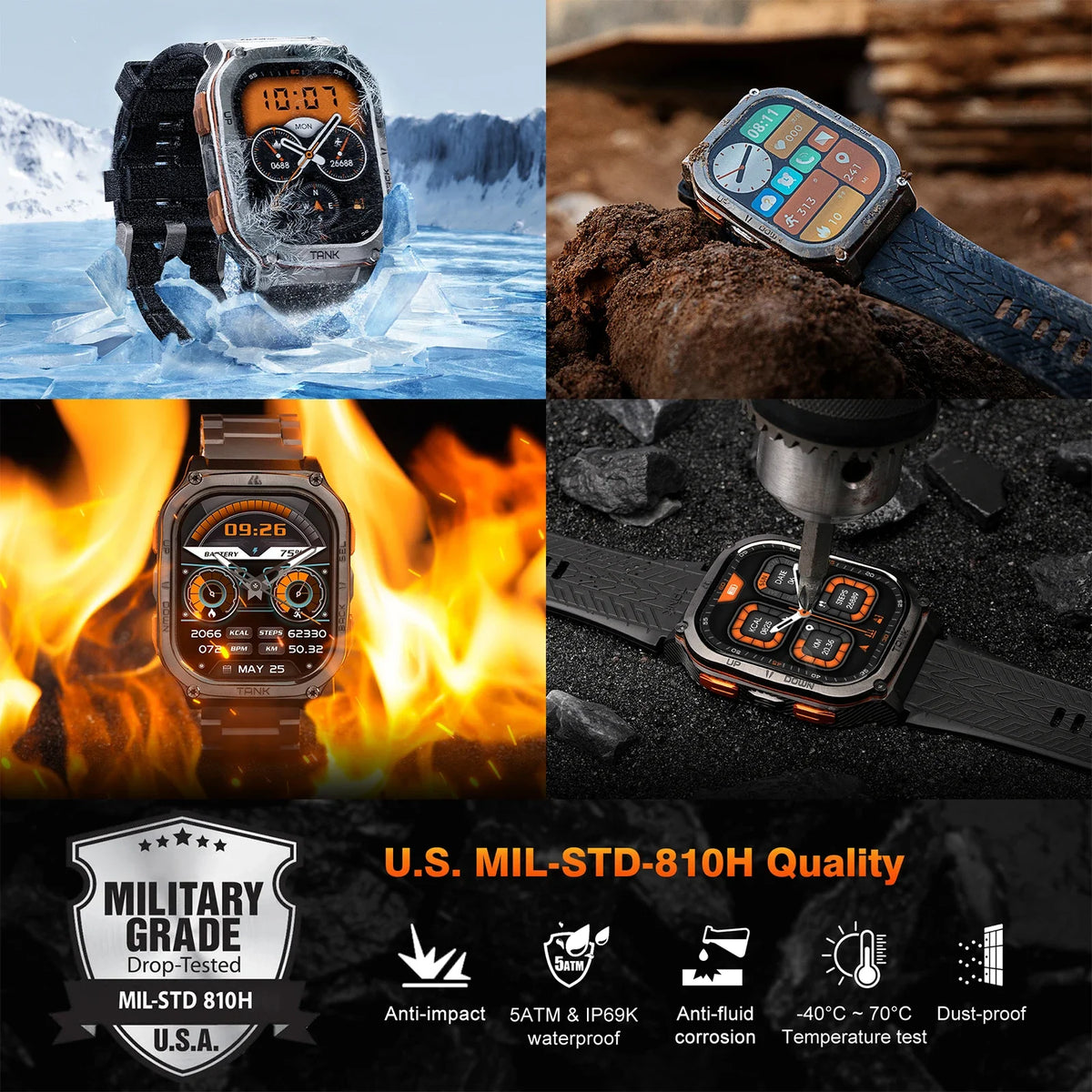 KOSPET Tank M3 Ultra GPS Smartwatch Calls Health Tracker Waterproof