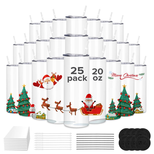 Drinkware Sublimation Tumblers 20 Oz Skinny 25 Pack Steel