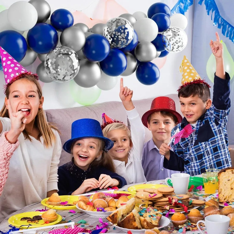 60 Packs Navy Blue And White Confetti Balloons 12 Inch For Baby Shower Birthday Graduation Party Decoration