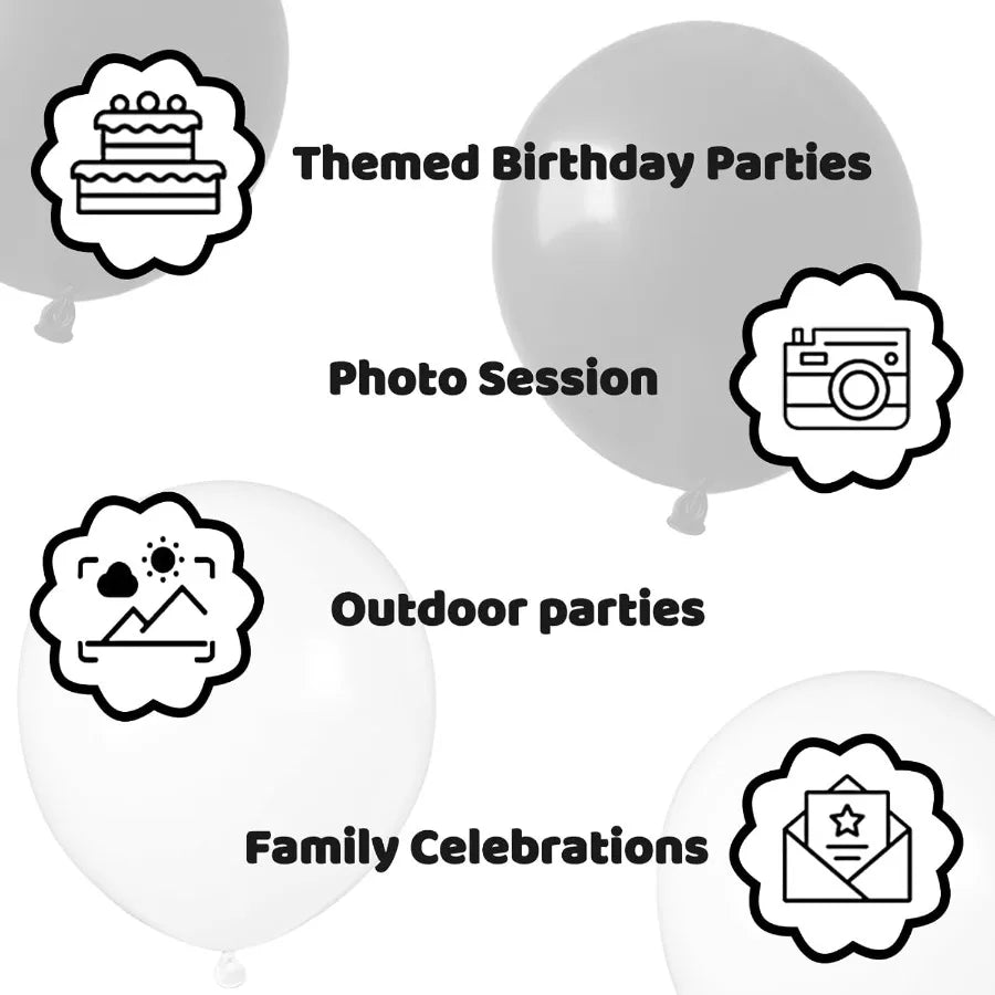 100 Pcs Black And White Balloons 12 Inch Thick Latex For Birthday Wedding Party Decorations