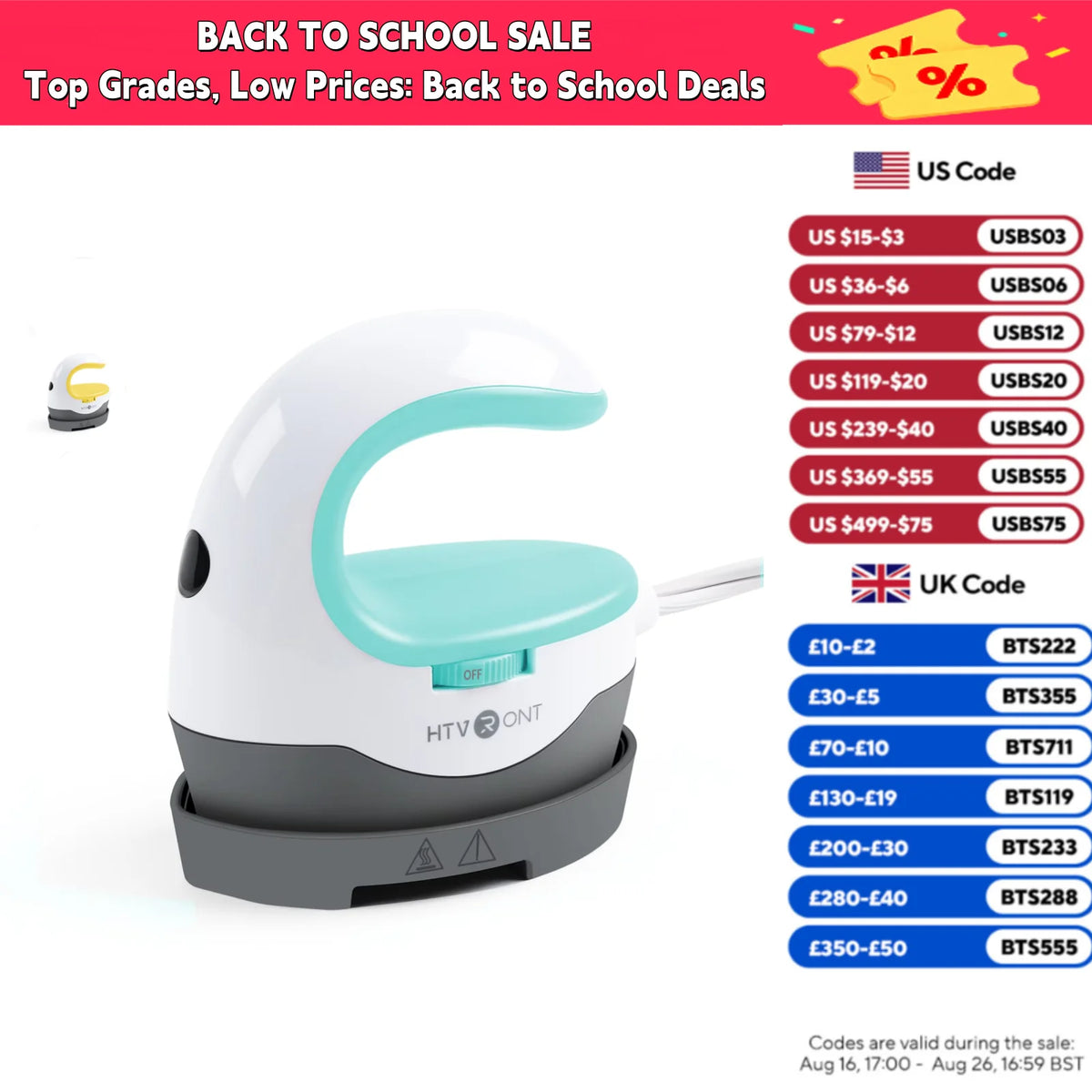 HTVRONT 2nd Gen Portable MINI Heat Press Machine DIY Auto Easy Heating Transfer Iron On HTV for Clothes Bags Shoes Hat T-shirts