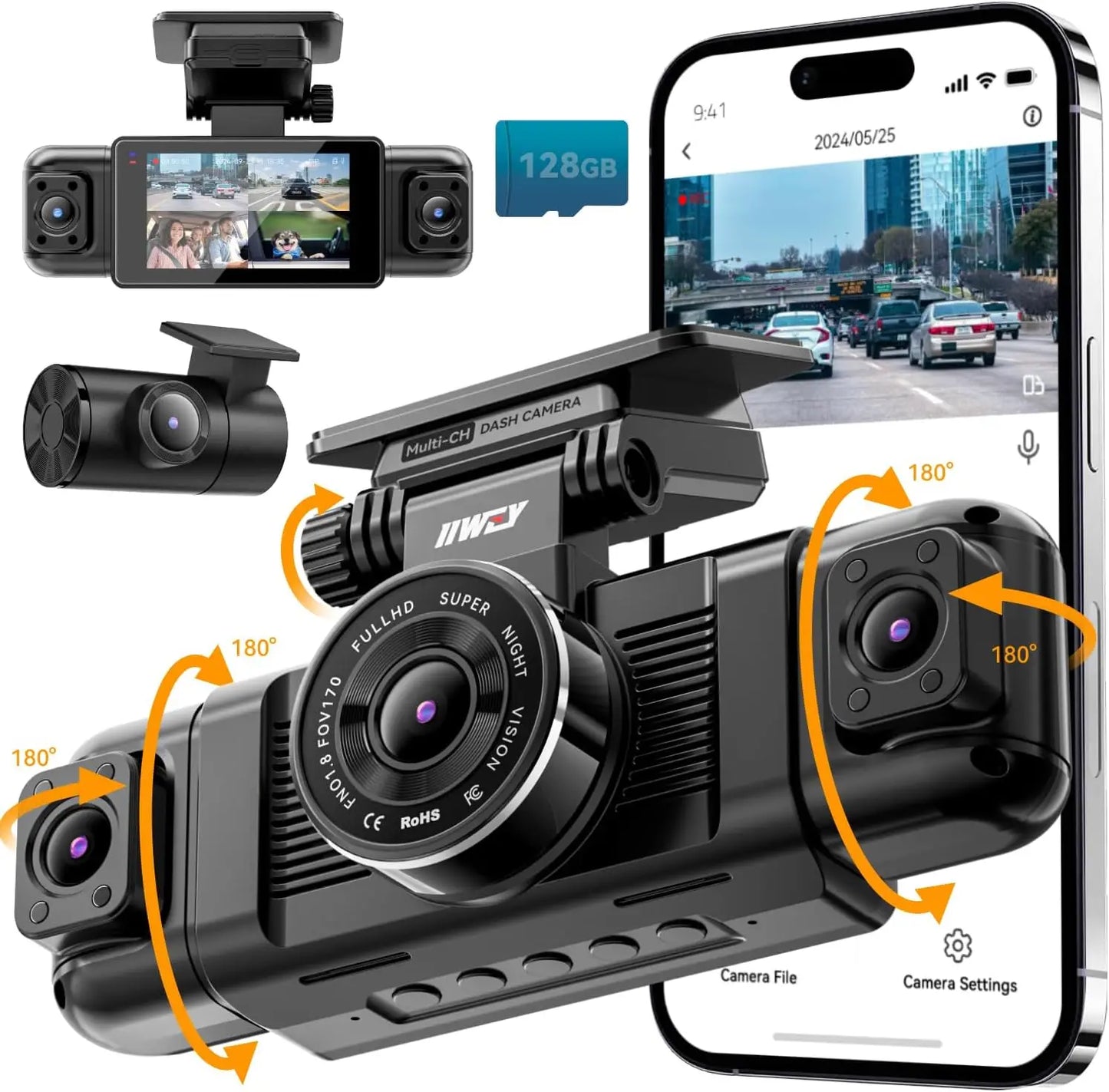 Kankeirr N5 4 Channel Dash Cam 360 View Front Rear