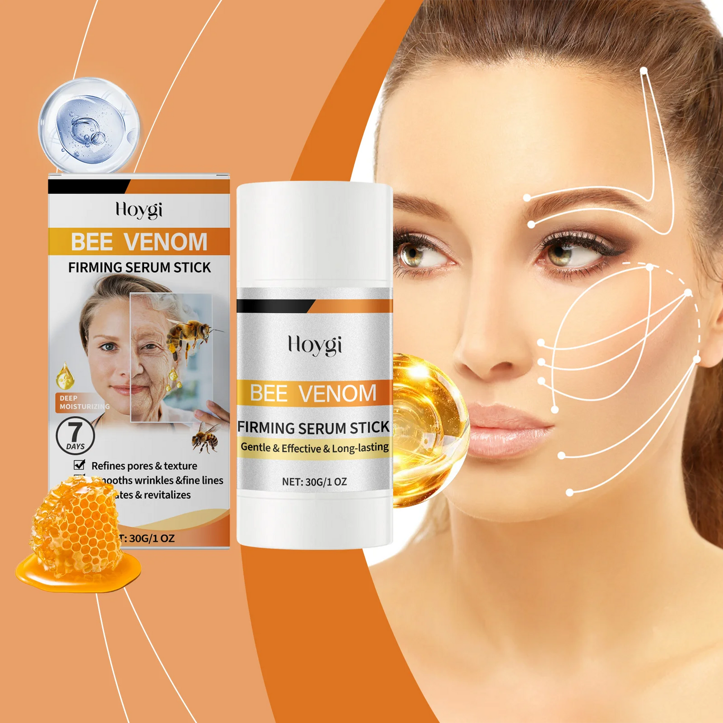 Hoygi 4Pcs Face Essence Stick Nourishes Skin Elasticity Moisturizes Tightening
