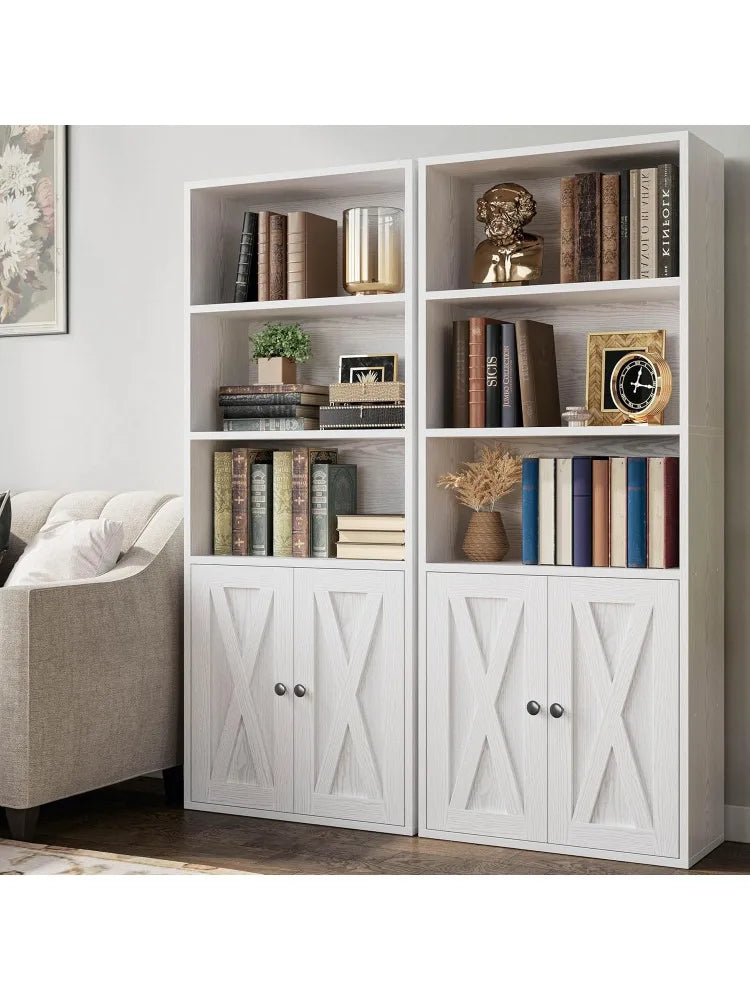 High Concerned Bookcases with Doors Five Shelf Display