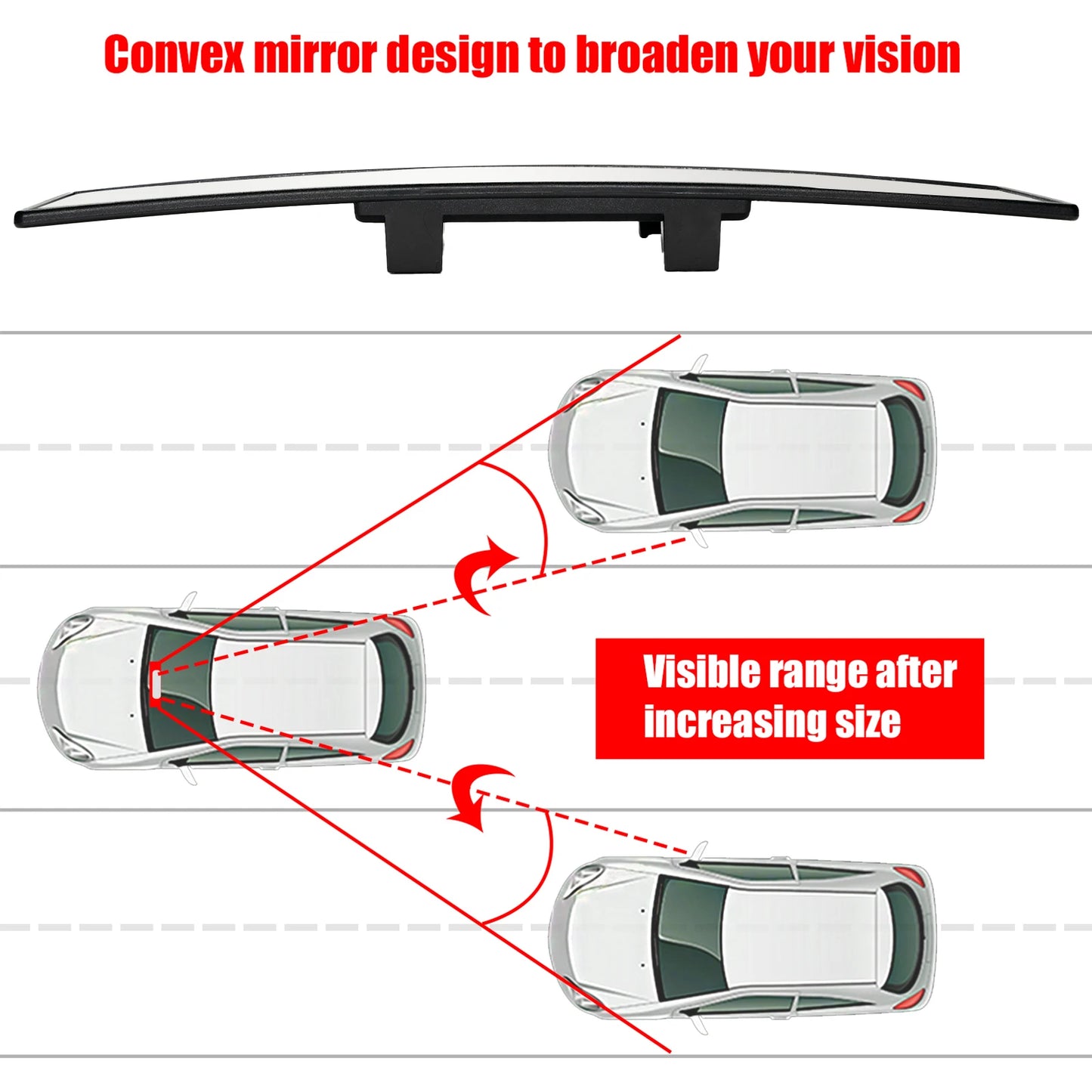 XUKEY Wide Angle Car Rearview Mirror Panoramic Anti Glare