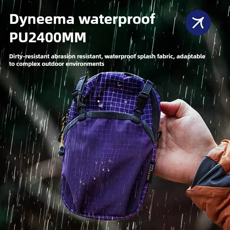 Waterproof Dyneema Water Bottle Bag,420D Nylon Holder with Phone Pocket and Adjustable Strap for Cycling,Camping Essentials