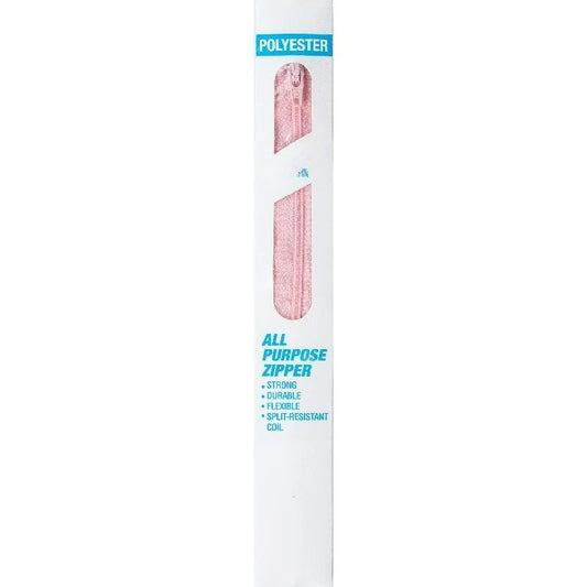 Polyester 22" All Purpose Light Pink Sewing Zipper, 1 Each