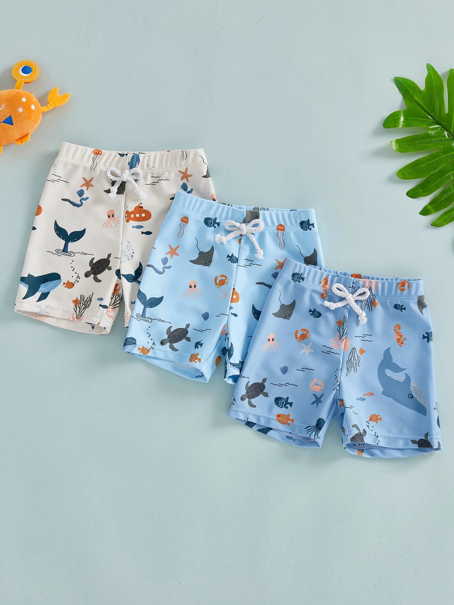Kids Shark Print Quick Dry Swim Shorts For Summer Beachwear
