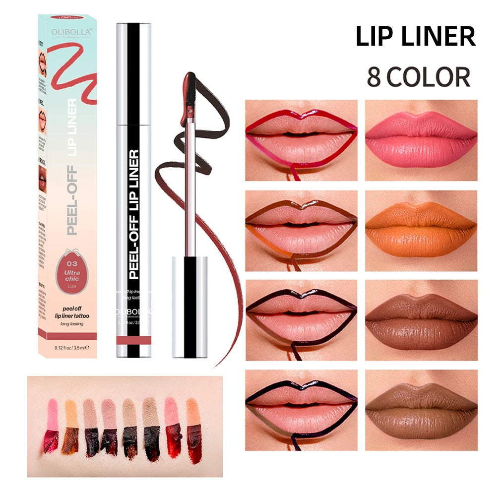 Peel Off Lip Liner Tattoo Lipgloss Waterproof Long Lasting Matte Lip Tint Lips Stain Cosmetics Enhances Lip Color Women Girl Nourishing Lipstick Care Products Makeup