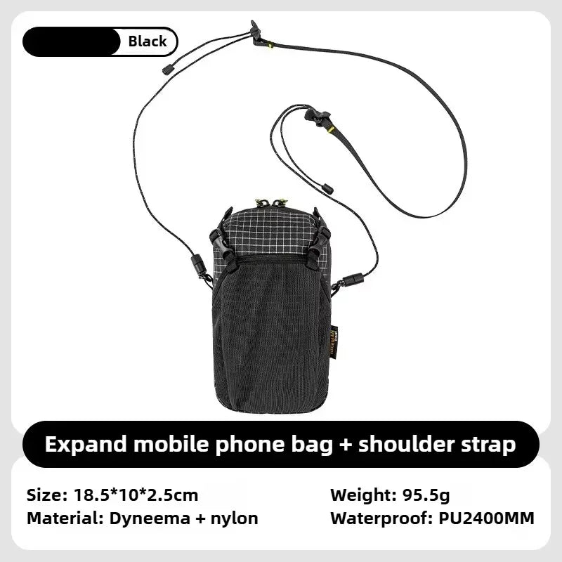 Waterproof Dyneema Water Bottle Bag,420D Nylon Holder with Phone Pocket and Adjustable Strap for Cycling,Camping Essentials