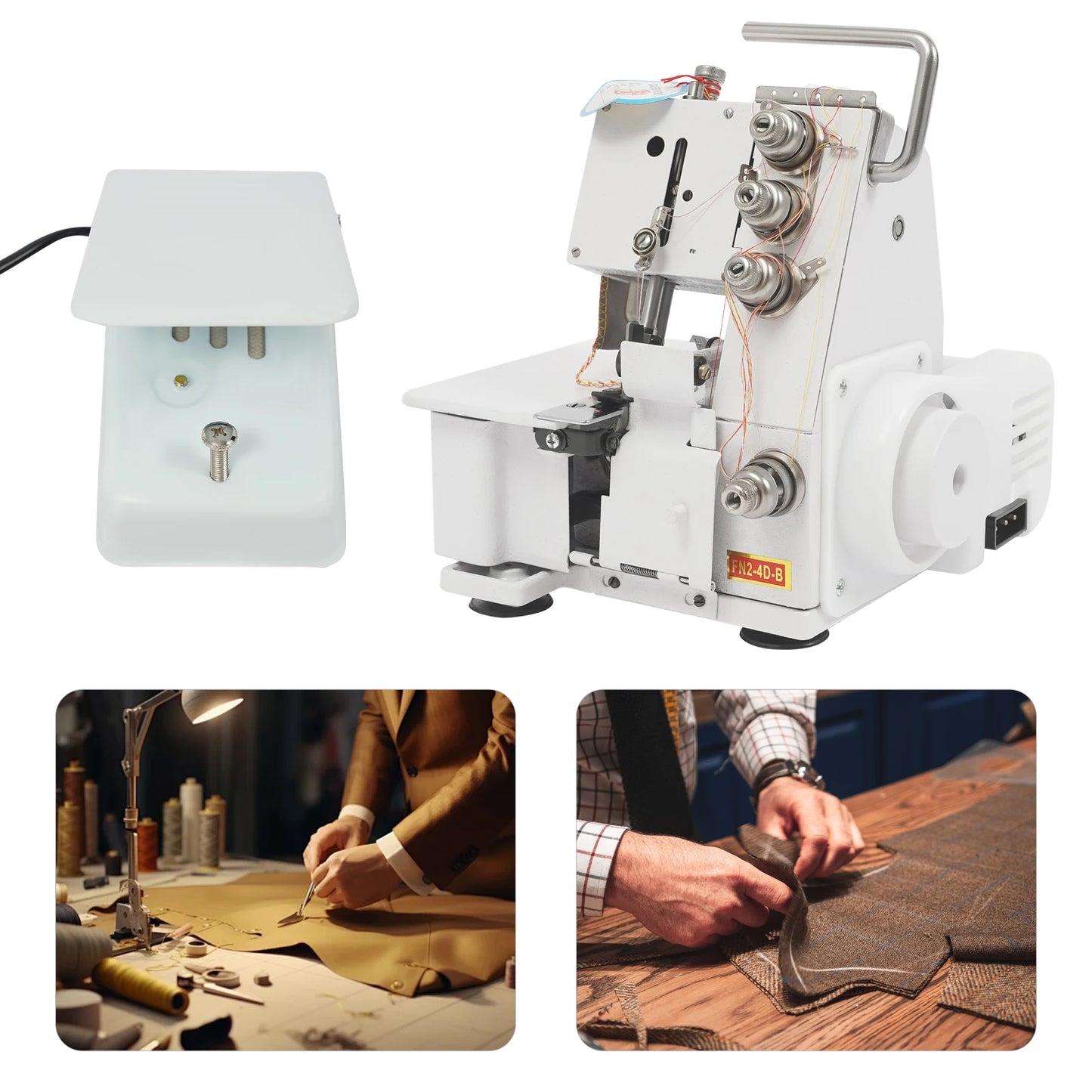 Overlock Machine 4 Thread Electric Sewing Machine 100W 1200SPM Cast Iron Lockstitch Machine for Home Industrial Fabric Sewing