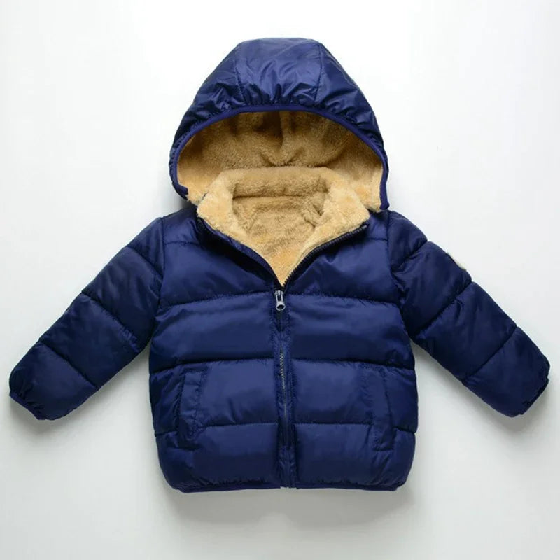 Unisex Winter Hooded Cashmere Jacket for Kids Outerwear