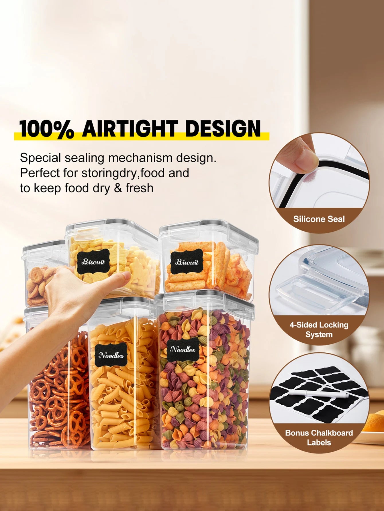 30pcs, Storage and Organization, Labeled and Marked Airtight Food Storage Containers and Condiment Jars - Keep Grains, Flour