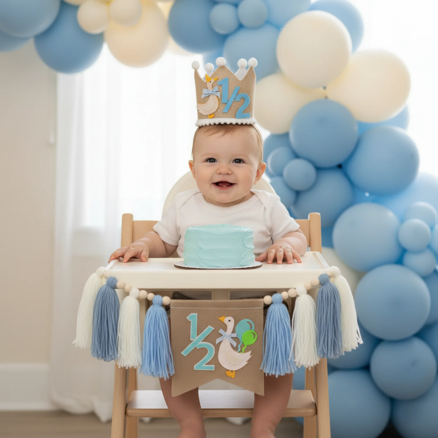 Birthday-Highchair-Banner With Garland Hat For Party Fireplace Mantle Decor 1 2 Birthday For Wooden 1 2 Birthday