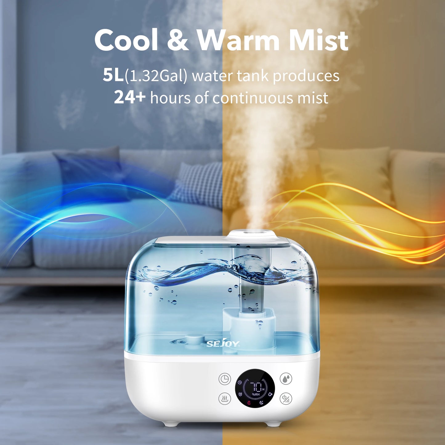 Sejoy Ultrasonic Humidifier Aromatherapy For Large Rooms