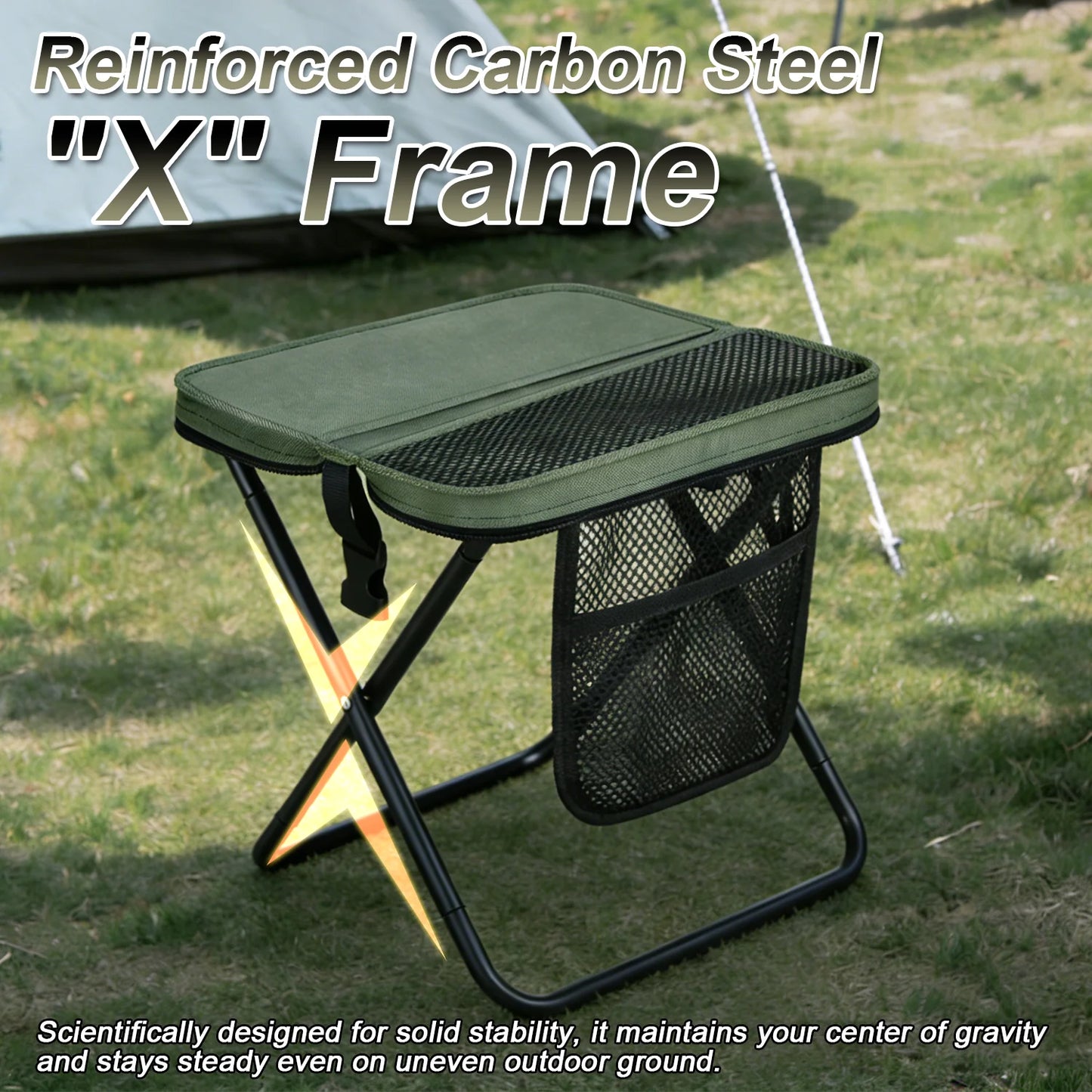2026 New Foldable Backpack Stool for Adults, Portable Camping Stool with Sling Bag, 300lbs Capacity for Camping, Hiking, Picnic