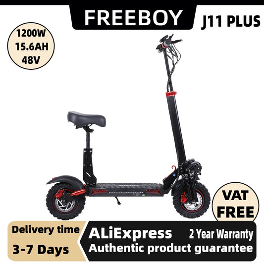 1200W Motor Adult Electric Scooter  FREEBOY J11 PLUS48V15.6AH Folding E-Scooter 11 Fat Tire E-Mountain Scooter