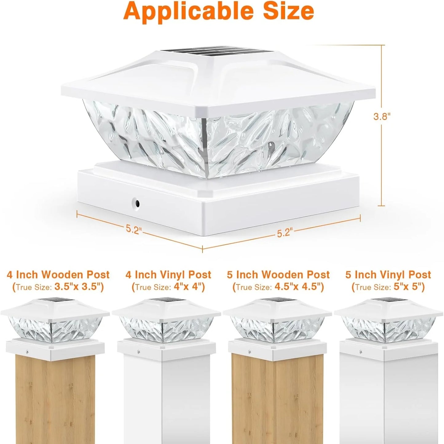 4 6 8 12 Pack Solar Post Lights 2 Mode Bright White Solar Powered Deck Lights For 4x4 4.5x4.5 5x5 Posts Garden Decor